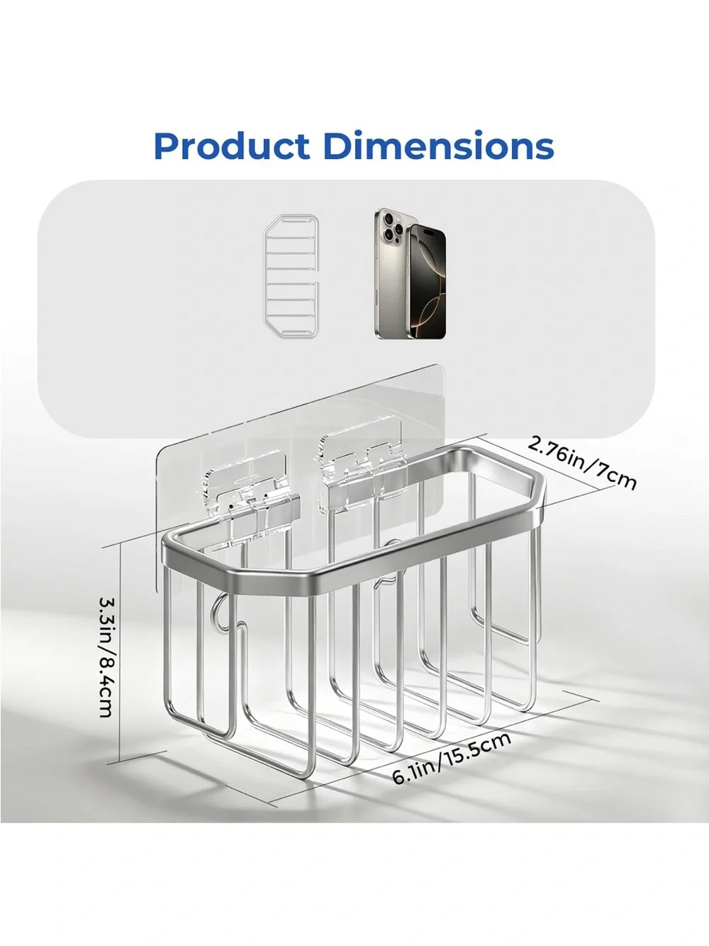 Stainless Steel Sink Caddy with Suction Mount - Silver